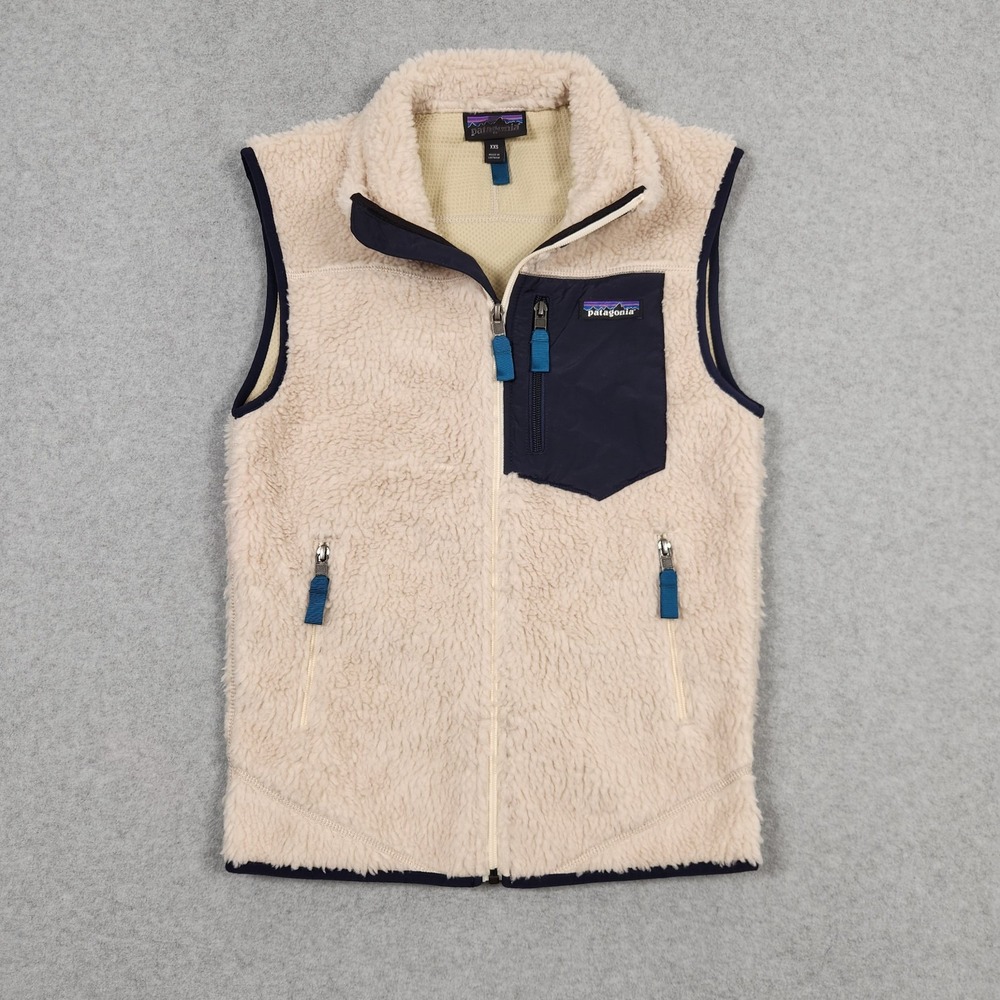 Patagonia Retro X Vest Mens XXS Natural Beige Deep Pile Fleece Hiking 23048